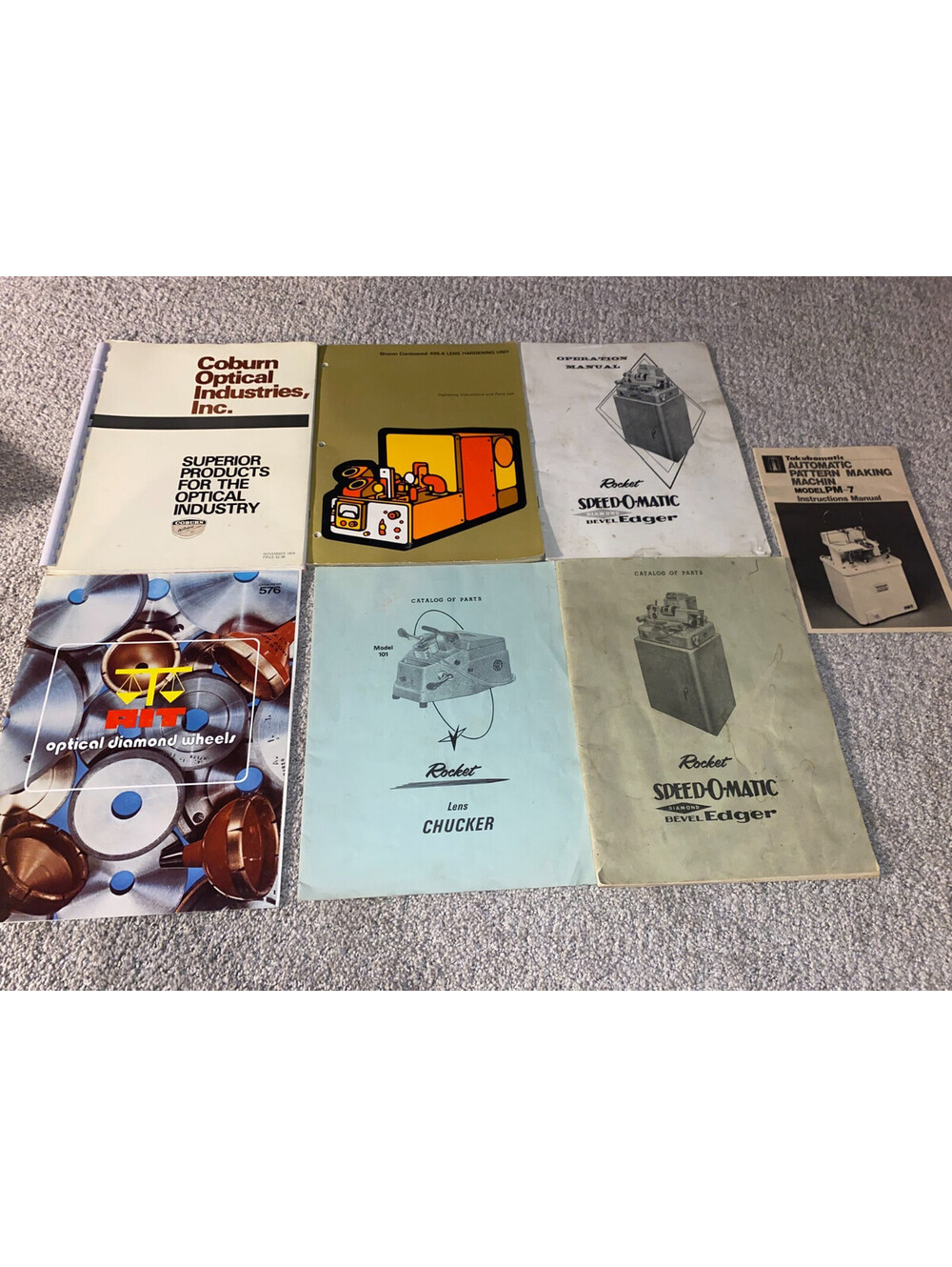 Lot of 7 Vintage Optical / Lens Edging Manuals - Optician / Lab / Optometry